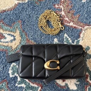 Coach Black Quilted Leather Crossbody Bag with Gold 'C' Accent